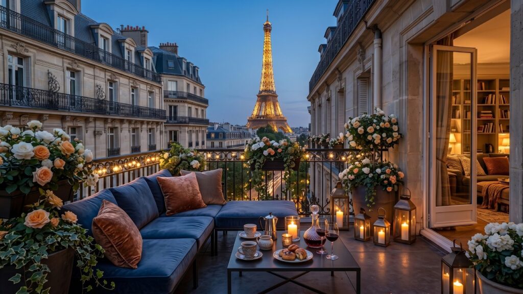 , Eiffel Tower Night View & Smooth Piano Music for Relaxation