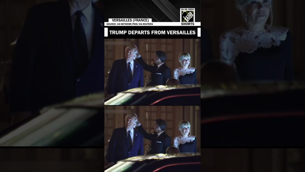 , (Versailles): WATCH: Trump leaves Versailles after Dinner Meeting with Macron